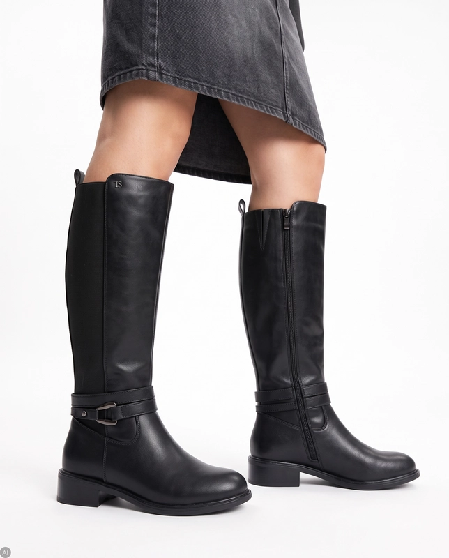 Sokolski Classic Insulated Knee-High Boots Women's Leather Black HX-Z26-297