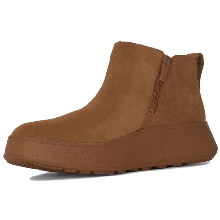 FitFlop F-Mode Leather Flatform Zip Ankle Boots Light Tan