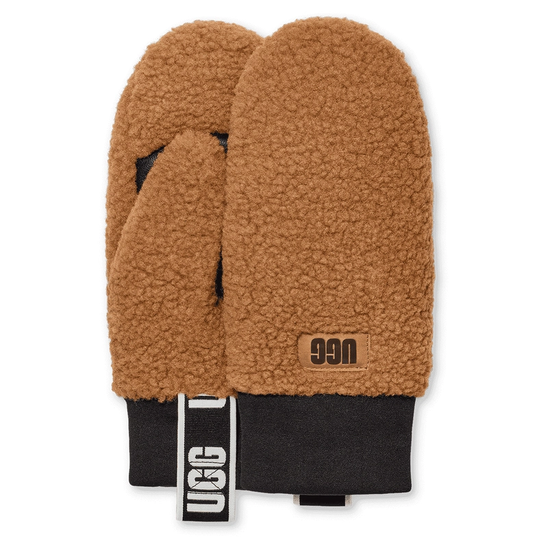 Ugg Rękawiczki Damskie W Uggfluff Mitten With Logo Tape Chestnut