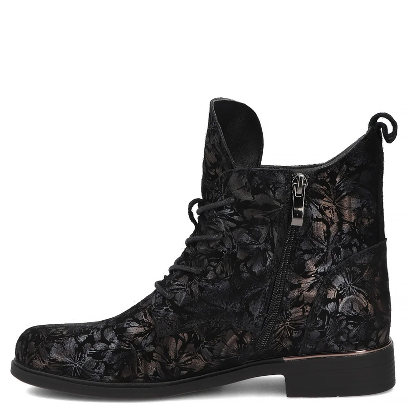 Filippo Leather Warm Women's Ankle Boots Floral Pattern Multicolour DBT8283-26-BK-MLT