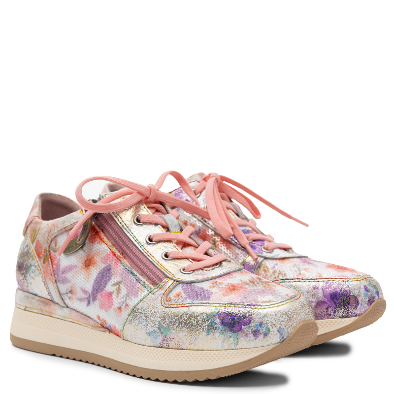 Laura Vita Sneakersy w Kwiaty Półbuty na Platformie Różowo-Wielokolorowe Gycmo-58-Rose
