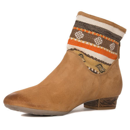 Maciejka Suede Ankle Boots Ethnic Knit Cuff Brown 05986-29/00-5