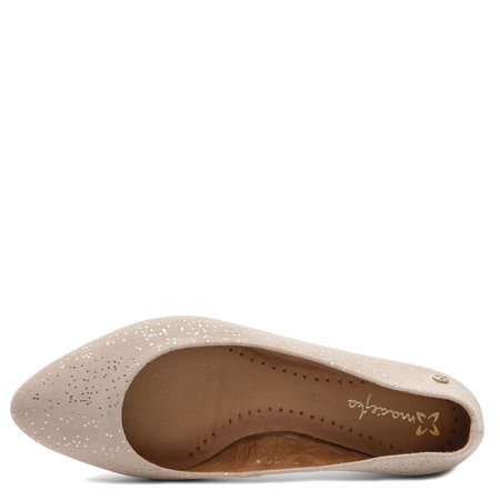 Maciejka Leather Ballerinas Shimmering Pointed Toe Beige 4100W-06/00-8