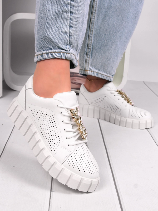 Artiker Sneakersy Damskie Na Platformie Białe