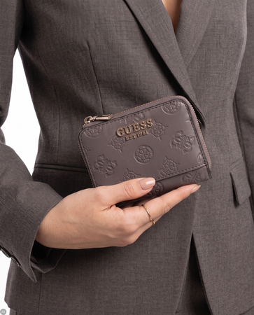 Guess Elegancki Zapinany Na Zamek Portfel Damski Brązowy SWPD2225137-TAUPE