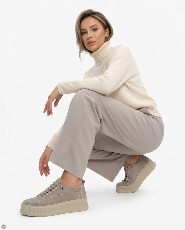 Filippo Skórzane Sneakersy Na Platformie Beżowe DP8343-26-BE