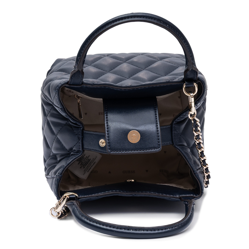 Guess Elegant Quilted Satchel Bag Evening Midnight Navy HWQG2456710-MIDNIGHT