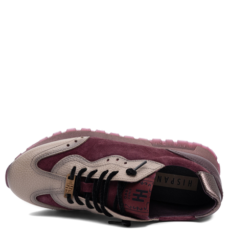 Hispanitas Sneakersy ze Skóry Sznurowane Bordowe  CHI265106