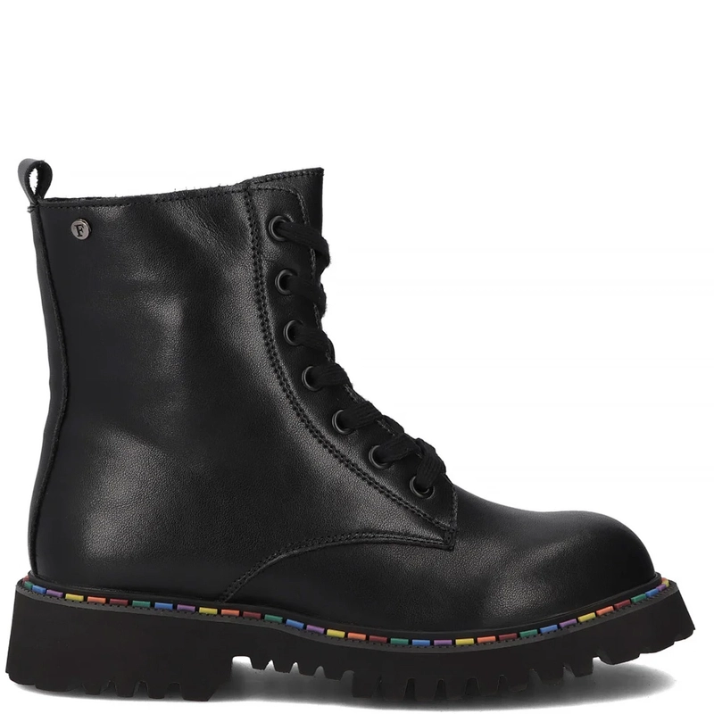 Filippo Women's Insulated Leather Ankle Boots with Rainbow Welt Black DBT7428-26-BK