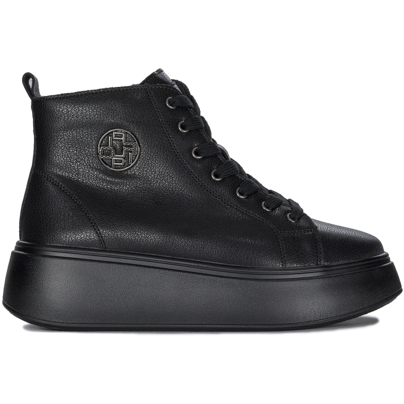 Filippo Leather Platform Ankle Boots With Zip And Laces Black DBT6338/25 BK