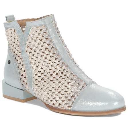 Maciejka leather perforated ankle boots with side zip light blue 06397-34/00-1
