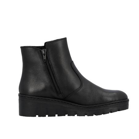 Rieker Botki Damskie X9165-01-BLACK Czarne - Ocieplane Buty na Jesień i Zimę
