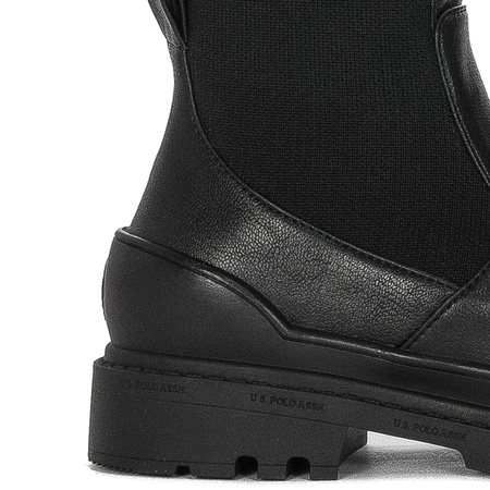 U.S.Polo Assn. Kozaki damskie z elastyczną cholewką do kolan Black czarne