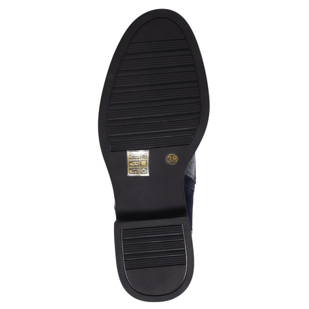 Artiker Botki Skórzane Trzewiki Zamek i Sznurowanie Granatowe 57C0192