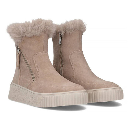 Filippo Beige Leather Ankle Boots for Women