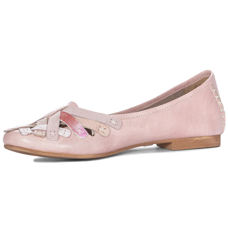Maciejka Leather Interlaced Ballet Flats Flat Heel 1 cm Pink 01358-51/00-0