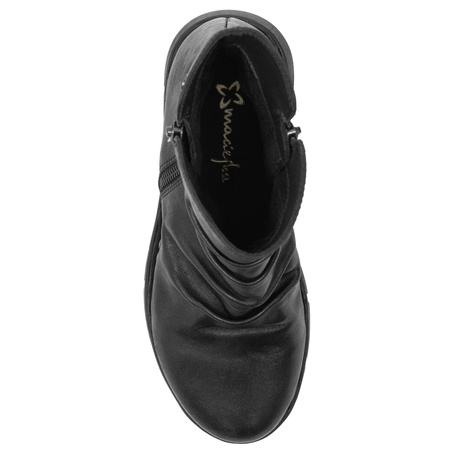 Maciejka Leather Zip Ankle Boots Flat Black P7232-01/00-7