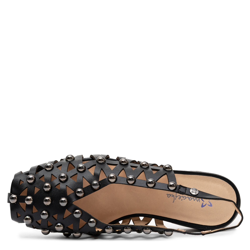 Maciejka Leather Cutout Slingback Pumps Square Toe Black K7480-01/00-0