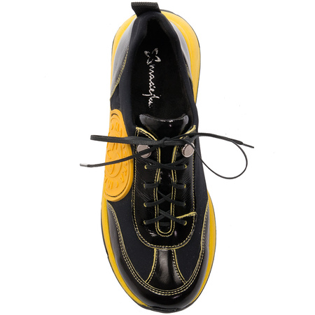 Maciejka Women's Leather Sneakers Black and Yellow