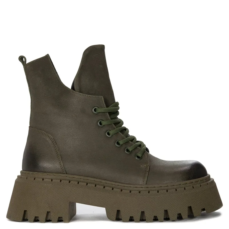 Botki Venezia Black skórzane Zielone