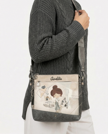 Anekke Crossbody Bag Illustrative Print Shoulder Strap Triple Compartment Multicolour 42803-039