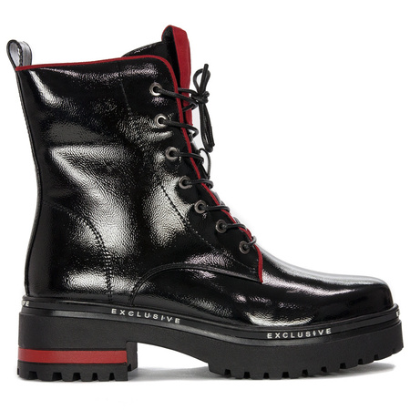 Filippo Botki damskie ocieplane lakierowane czarne