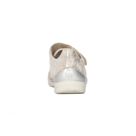 Rieker Women's Velcro Beige Combi Flat Shoes