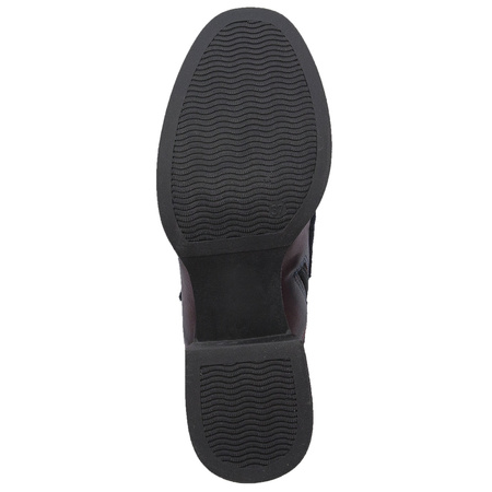 Maciejka Leather Two-Tone Block-Heel Ankle Boots With Side Zip Burgundy-Navy A6747-23/00-8