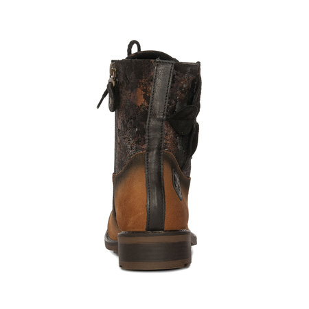 Maciejka Suede Lace-Up Ankle Boots Side-Zip Rust Black 07004-29/00-8