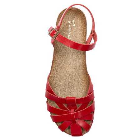 Maciejka Leather Flat Sandals With Adjustable Strap Red 03074-08/00-0