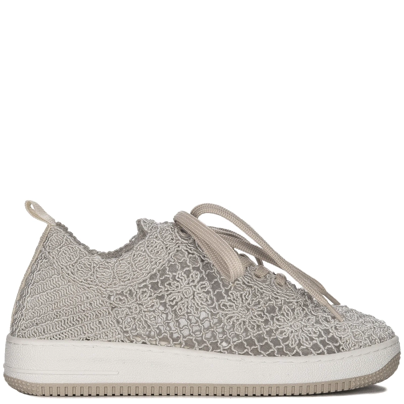 Artiker Półbuty damskie ażurowe sznurowane Beige beżowe