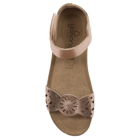 Yokono Women's leather sandals Villa Per Salmon pink and gold