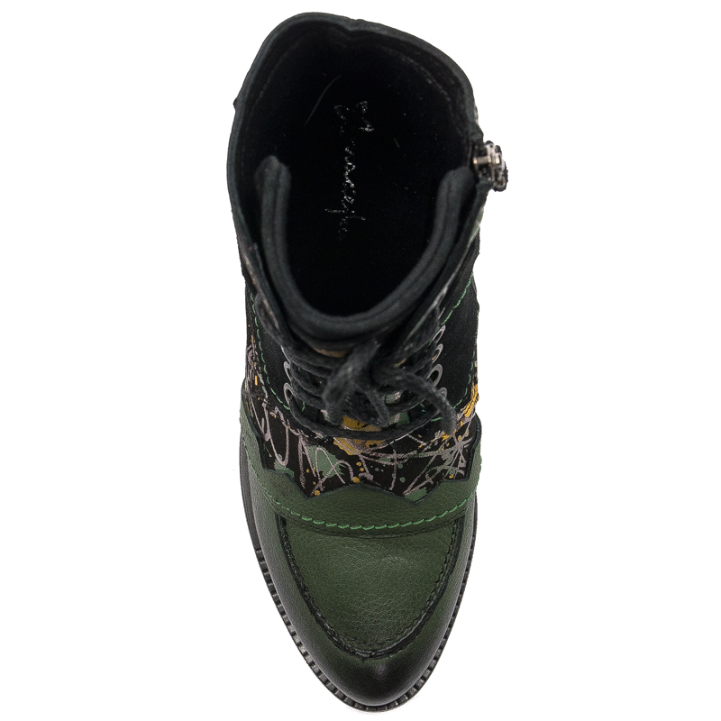 Maciejka Women's High Heel Ankle Boots, Natural Leather, Green - Black 06160-01/00-7