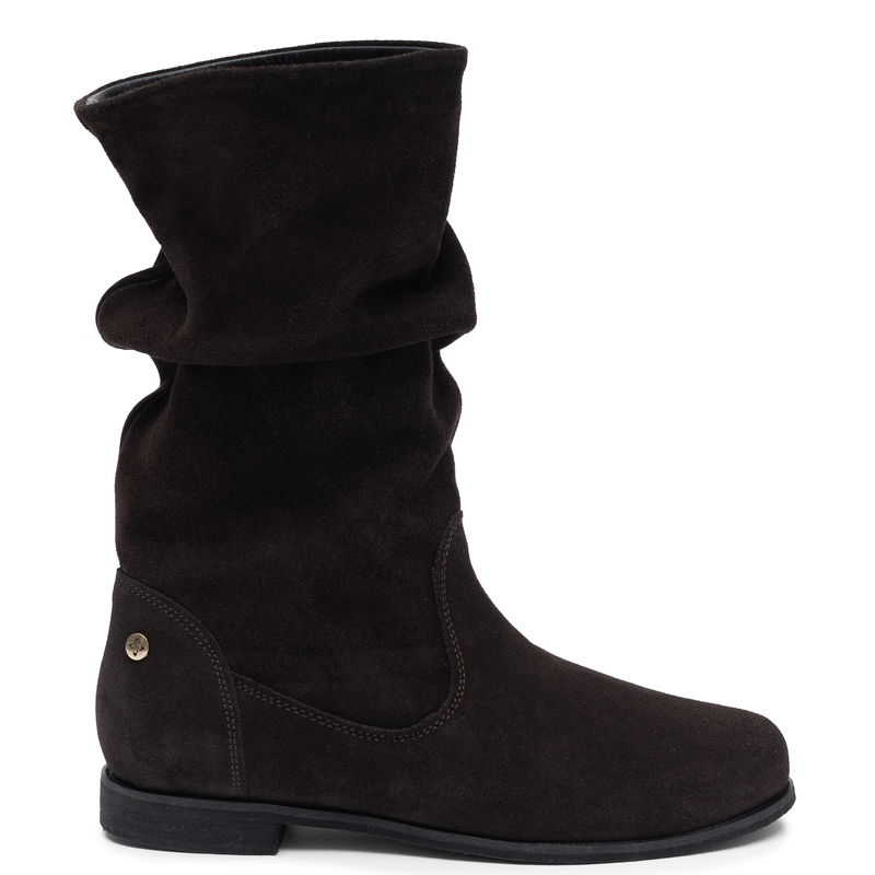 Maciejka Genuine Suede Leather Slouchy Boots Flat Heel Brown 5057W-02/00-6