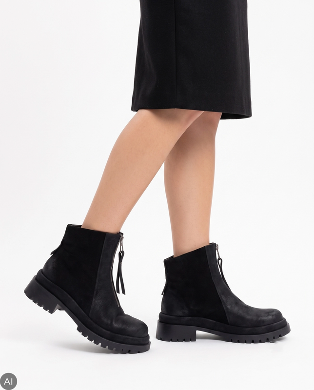 Maciejka Leather Platform Ankle Boots Elegant Black Women's Boots K7732-01/00-7