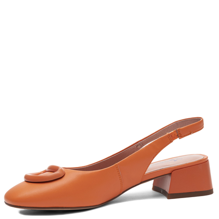 Maciejka Leather Slingback Pumps Block Heel Orange K7474-18/00-1
