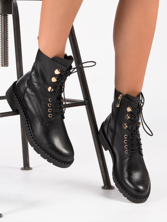 Marco Tozzi Black and Gold Leather Boots