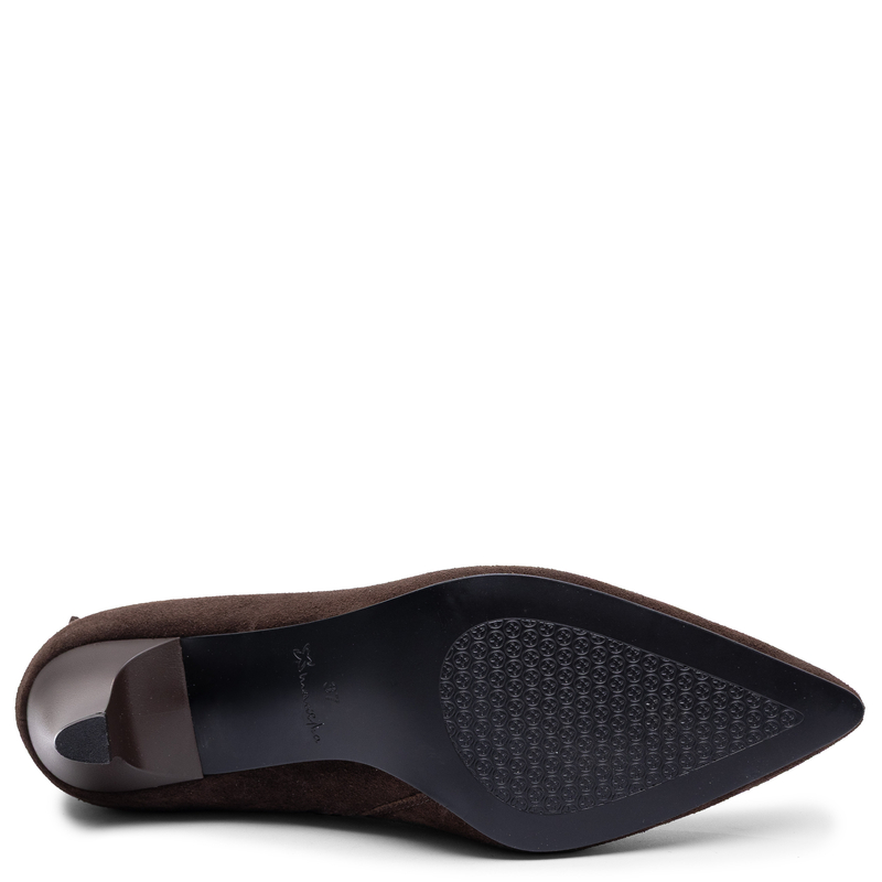 Maciejka Buty Damskie Botki Zamszowe Na Słupku Czekoladowy Brąz K7695-02/00-7