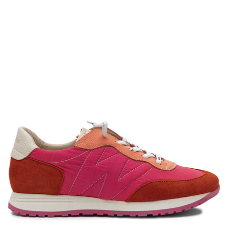Wonders Women’s Sneakers Leather-Textile Running-Inspired Color-Blocked Red-Pink-Beige A-4802-FLAME-FRES