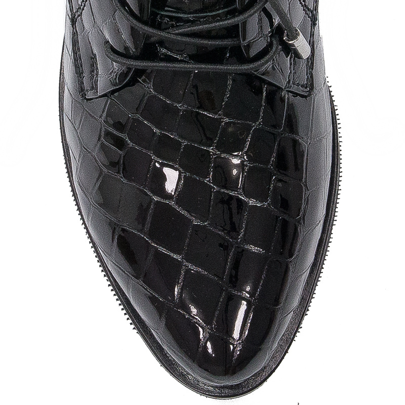 Botki Venezia YSB 0218 501 Black skórzane lakierowane Czarne