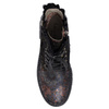 Laura Vita Leather Lace-Up Women’s Ankle Boots Trzewiki Artistic Print Black Multicolor KOULEO-047-NOIR