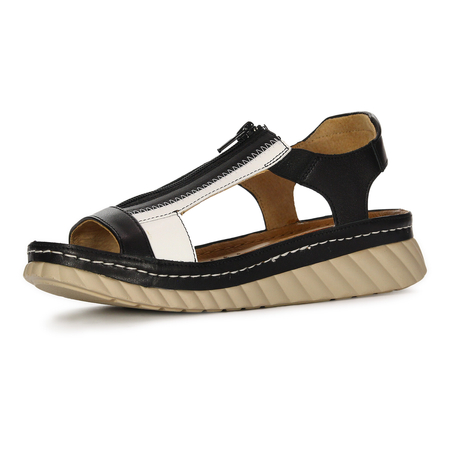 Maciejka Women's Leather Black and White Sandals
