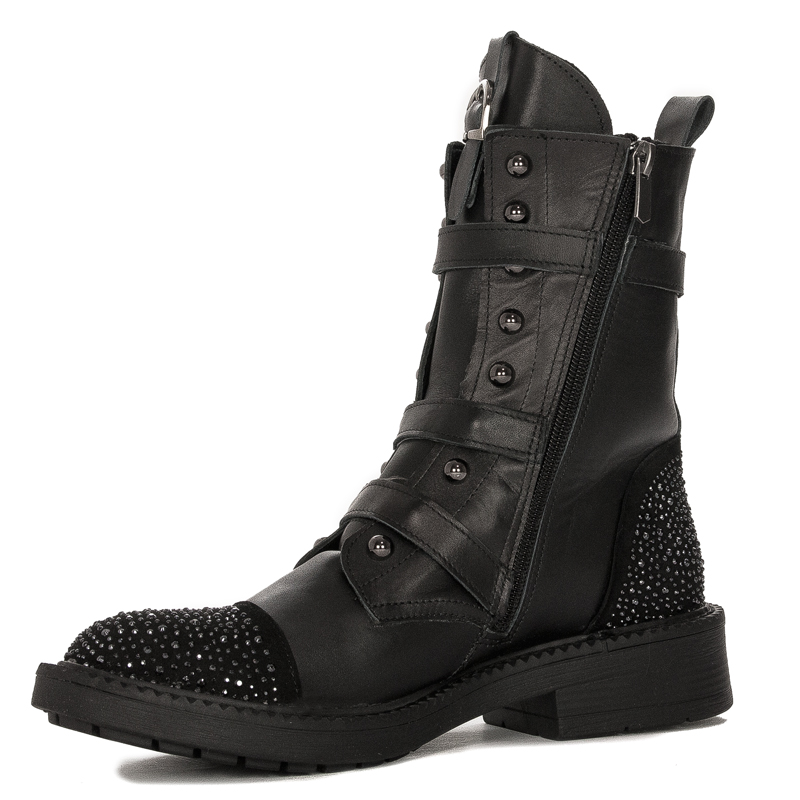 Botki Venezia Black skórzane Czarne