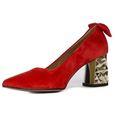 Maciejka Pumps Velour Leather Block Heel Red 5334S-08/00-1