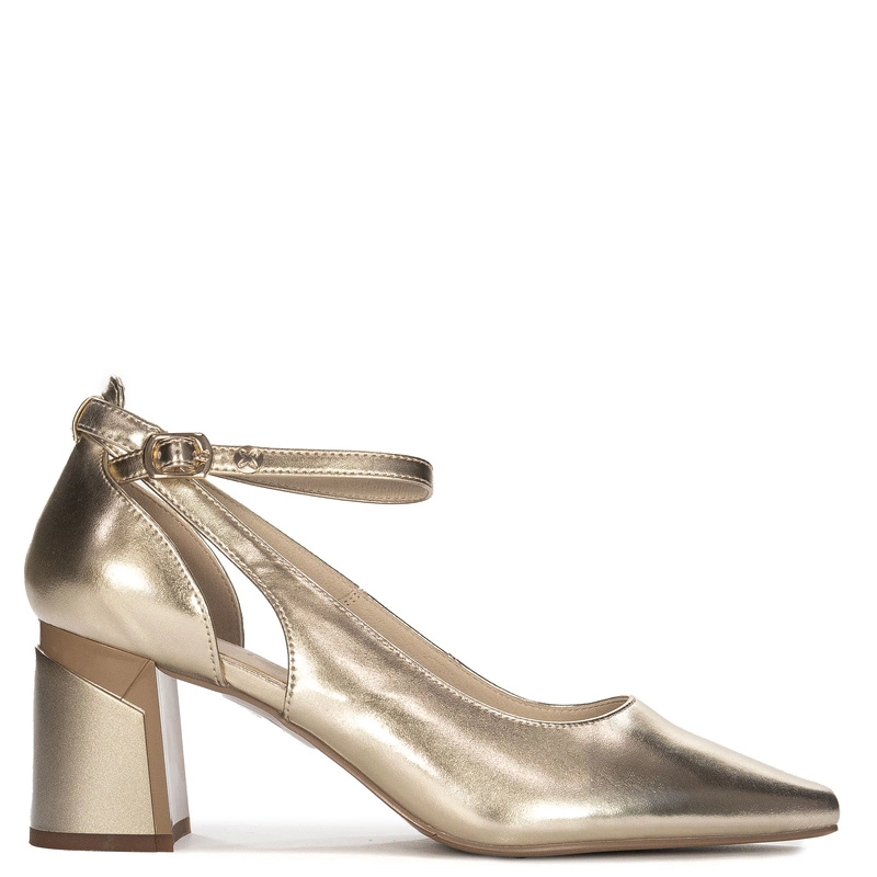 Maciejka Leather Block-Heel Ankle-Strap Pumps Gold K6816-25/00-1