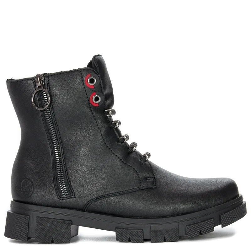 Botki damskie Rieker Y7172-00 Black ocieplane Czarne