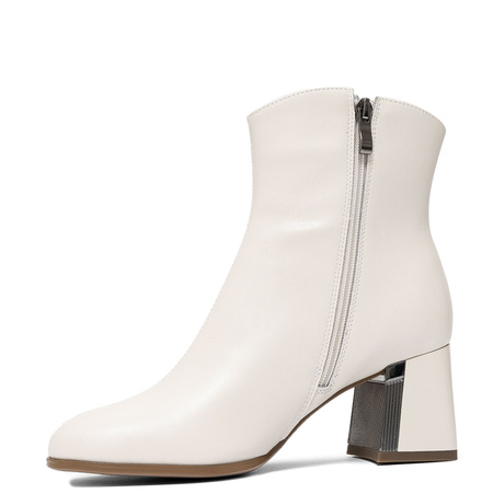 Maciejka Women’s Leather Ankle Boots Block Heel Beige K7203-04/00-8
