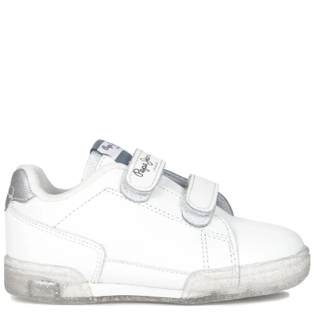 Pepe Jeans PGS30500 800 White Lambert Girl Glitter Kids Sneakers