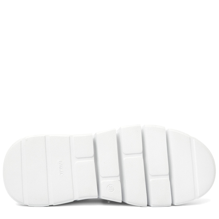 Maciejka Skórzane Sneakersy na Platformie Biało-Złote 06891-11/00-8