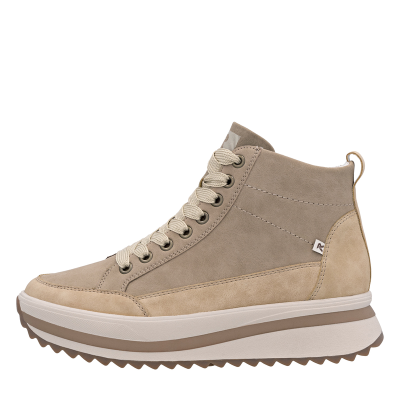 Rieker High-Top Platform Sneakers Side-Zip Beige W3871-60-BEIGE